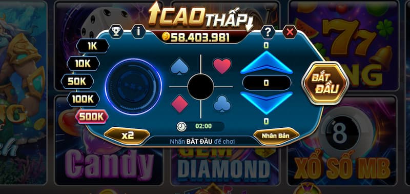 Cao thấp Sumvip: Minigame giải trí nhanh, rinh quà cực dễ 3 Đa dạng mức cược minigame