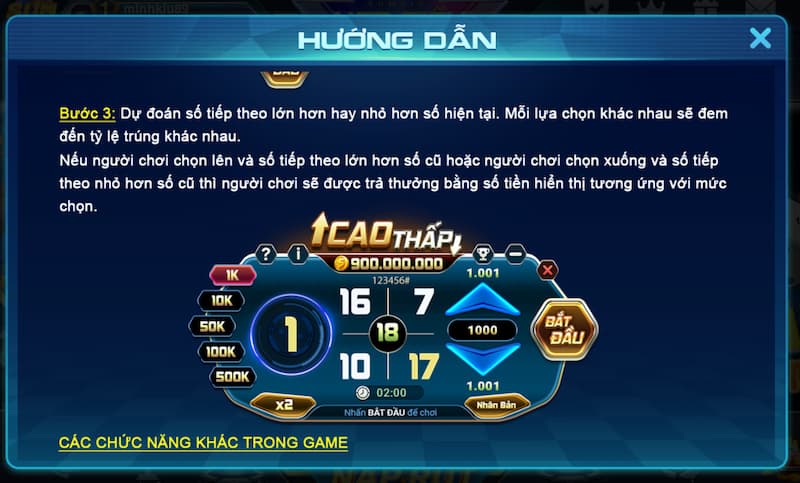 Cao thấp Sumvip: Minigame giải trí nhanh, rinh quà cực dễ 2 Minigame cao thấp tại Sumvip